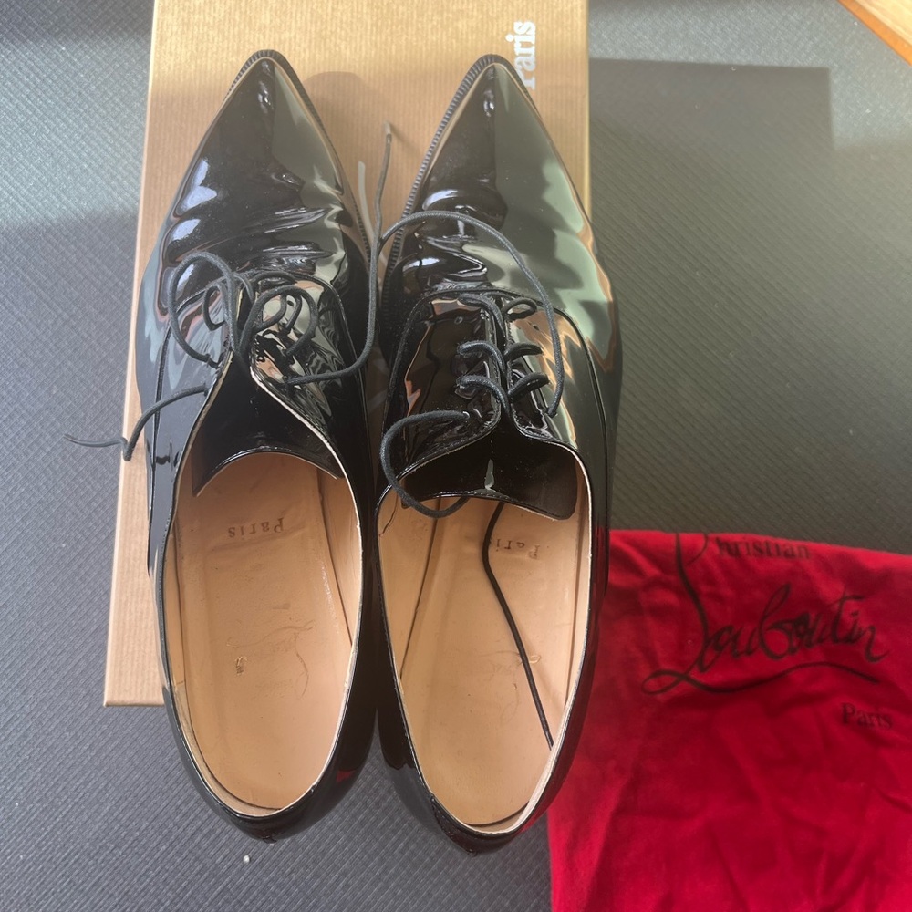 Loubotin. Oxfords, Lace up. Patent leather. Black. Size 41.5 - Picture 3 of 9